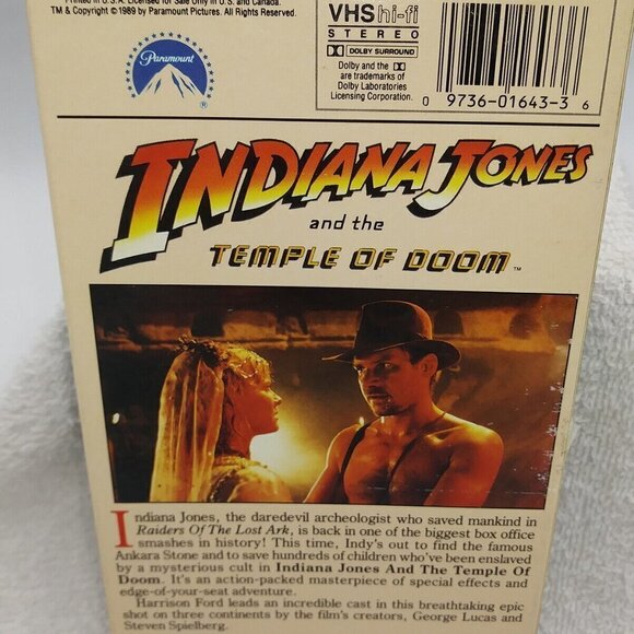 LOT of 3 Indiana Jones VHS Movie Trilogy - Raiders, Temple of Doom, Last Crusade - Picture 8 of 12